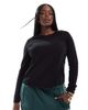 ASOS Curve ASOS DESIGN Curve ultimate slim fit t-shirt with long sleeve in black - 1