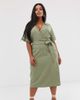 ASOS Curve ASOS DESIGN Curve utility collared wrap midi dress with belt-Green - 1