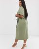 ASOS Curve ASOS DESIGN Curve utility collared wrap midi dress with belt-Green - 2