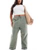 ASOS Curve ASOS DESIGN Curve utility pants in washed khaki-Green - 1