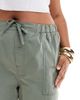 ASOS Curve ASOS DESIGN Curve utility pants in washed khaki-Green - 4