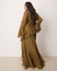 ASOS Curve ASOS DESIGN Curve v neck long sleeve ruffle maxi dress with cut out back in green - 4