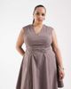 ASOS Curve ASOS DESIGN Curve v neck ruched bengaline mini dress in taupe-Neutral - 1