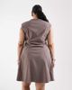 ASOS Curve ASOS DESIGN Curve v neck ruched bengaline mini dress in taupe-Neutral - 3
