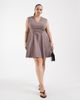 ASOS Curve ASOS DESIGN Curve v neck ruched bengaline mini dress in taupe-Neutral - 4