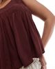 ASOS Curve ASOS DESIGN Curve v neck shirred cami top in chocolate-Brown - 2