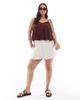 ASOS Curve ASOS DESIGN Curve v neck shirred cami top in chocolate-Brown - 3
