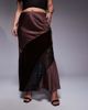 ASOS Curve ASOS DESIGN Curve velvet and lace mix satin maxi skirt in chocolate-Brown - 2