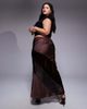ASOS Curve ASOS DESIGN Curve velvet and lace mix satin maxi skirt in chocolate-Brown - 4