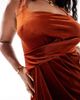 ASOS Curve ASOS DESIGN Curve velvet square neck maxi dress with drape skirt in rust-Red - 3