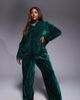 ASOS Curve ASOS DESIGN Curve velvet texture pajama set in emerald green - 1