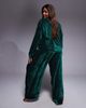 ASOS Curve ASOS DESIGN Curve velvet texture pajama set in emerald green - 4