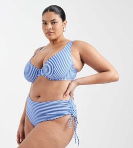 ASOS Curve ASOS DESIGN Curve Violet high waist bikini bottom in blue stripe