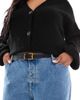 ASOS Curve ASOS DESIGN Curve waist and hip belt with square buckle in black - 1