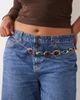 ASOS Curve ASOS DESIGN Curve waist and hip resin stone set chain belt in silver-GOLD - 3