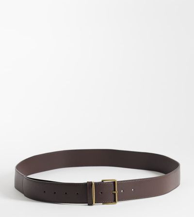 ASOS Curve ASOS DESIGN Curve waist and hip wide square buckle belt in chocolate-Brown