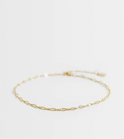 ASOS Curve ASOS DESIGN Curve waterproof stainless steel anklet with paperclip-chain design in gold tone