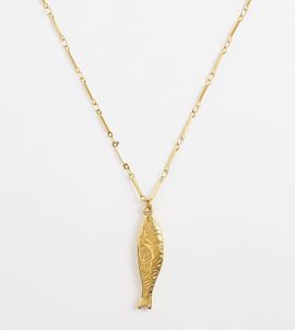 ASOS Curve ASOS DESIGN Curve waterproof stainless steel necklace with fish pendant in gold tone