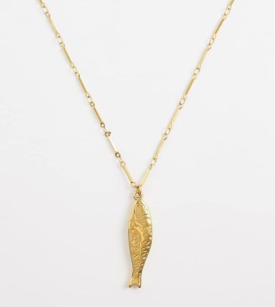 ASOS Curve ASOS DESIGN Curve waterproof stainless steel necklace with fish pendant in gold tone