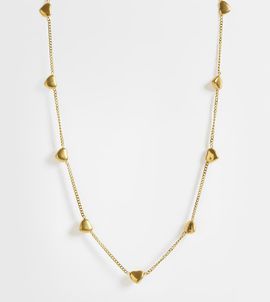 ASOS Curve ASOS DESIGN Curve waterproof stainless steel necklace with heart design in gold tone