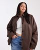 ASOS Curve ASOS DESIGN Curve waxed Harrington jacket in chocolate-Brown - 1