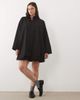 ASOS Curve ASOS DESIGN Curve wide cuff shirt mini dress with bubble hem in black - 4