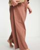 ASOS Curve ASOS DESIGN Curve wide leg beach pants in brown seersucker - part of a set - 2