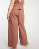ASOS Curve ASOS DESIGN Curve wide leg beach pants in brown seersucker - part of a set - 4