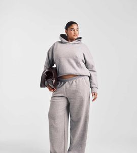 ASOS Curve ASOS DESIGN Curve wide leg brushback sweatpants in gray heather
