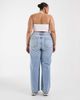 ASOS Curve ASOS DESIGN Curve wide leg dad jeans in light wash with knee rips-Blue - 2