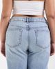 ASOS Curve ASOS DESIGN Curve wide leg dad jeans in light wash with knee rips-Blue - 4