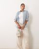 ASOS Curve ASOS DESIGN Curve wide leg pants with pleat detail in linen blend in natural-Neutral - 1