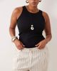 ASOS Curve ASOS DESIGN Curve wide leg pants with pleat detail in linen blend in natural squiggle-Neutral - 3