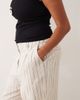 ASOS Curve ASOS DESIGN Curve wide leg pants with pleat detail in linen blend in natural squiggle-Neutral - 4