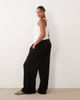 ASOS Curve ASOS DESIGN Curve wide leg pants with pleat detail in linen look in black - 2