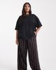 ASOS Curve ASOS DESIGN Curve wide leg pull-on pants in stripe-Multi - 1