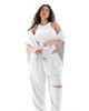 ASOS Curve ASOS DESIGN Curve wide leg sweatpants with ripped knee in gray heather - 1