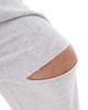 ASOS Curve ASOS DESIGN Curve wide leg sweatpants with ripped knee in gray heather - 2