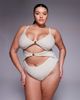 ASOS Curve ASOS DESIGN Curve Winter crinkle cut out swimsuit with hardware in metallic cream-Neutral - 4