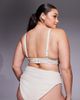 ASOS Curve ASOS DESIGN Curve Winter crinkle Marina del Rey underwire high apex bikini top with hardware in metallic cream-Neutral - 2