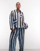 ASOS Curve ASOS DESIGN Curve woven modal long sleeve pajama set in blue stripe-Multi - 1