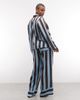 ASOS Curve ASOS DESIGN Curve woven modal long sleeve pajama set in blue stripe-Multi - 4