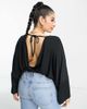 ASOS Curve ASOS DESIGN Curve wrap bodysuit with angel sleeve in black - 2