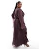 ASOS Curve ASOS DESIGN Curve wrap front midi dress with seaming details in wine-Multi - 3