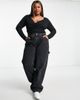 ASOS Curve ASOS DESIGN Curve wrap long sleeve bodysuit in black - 3