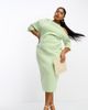 ASOS Curve ASOS DESIGN Curve wrap midi pencil dress in sage green - 1