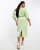 ASOS Curve ASOS DESIGN Curve wrap midi pencil dress in sage green - 2