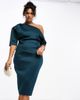 ASOS Curve ASOS DESIGN Curve wrap pencil midi dress in forest green-Multi - 3