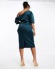 ASOS Curve ASOS DESIGN Curve wrap pencil midi dress in forest green-Multi - 4