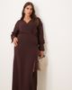 ASOS Curve ASOS DESIGN Curve wrap shirt midi dress with seaming details in chocolate-Brown - 2